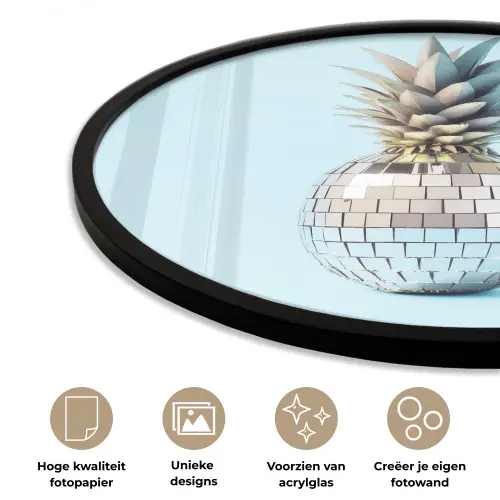 Blauw - Ananas - Disco - Discobal Fotolijst rond zonder passe partout klein -closeup_NL