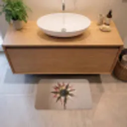Droogbloem - Protea - Vintage - Beige - Rustiek Badmat klein -sfeer1