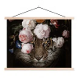 Bloemen - Jan Davidsz de Heem - Tijger - Schilderij - Stilleven - Oude meesters textielposter latten blank klein -3d