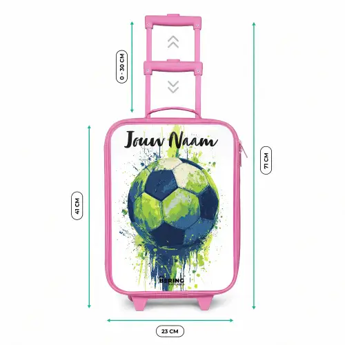 Voetbalvibes - Verf - Groen - Blauw Kinderkoffer - Roze klein -productfoto_formaten