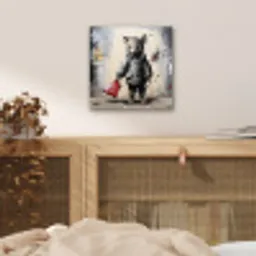 Muisje - Rood - Graffiti aluminium wit klein -sfeer3