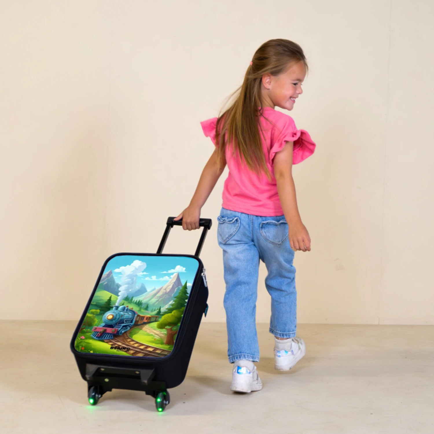 Stoomtrein door berglandschap Kinderkoffer - Zwart klein -sfeer1