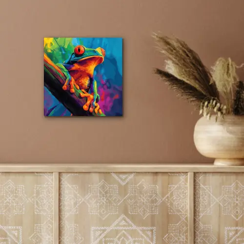 Kikker - Felgekleurd - Tak - Regenboog aluminium wit klein -sfeer4