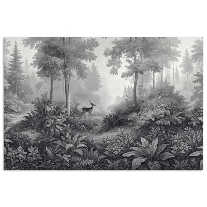 Bos - Hert - Zwart - Wit poster papier klein -3d