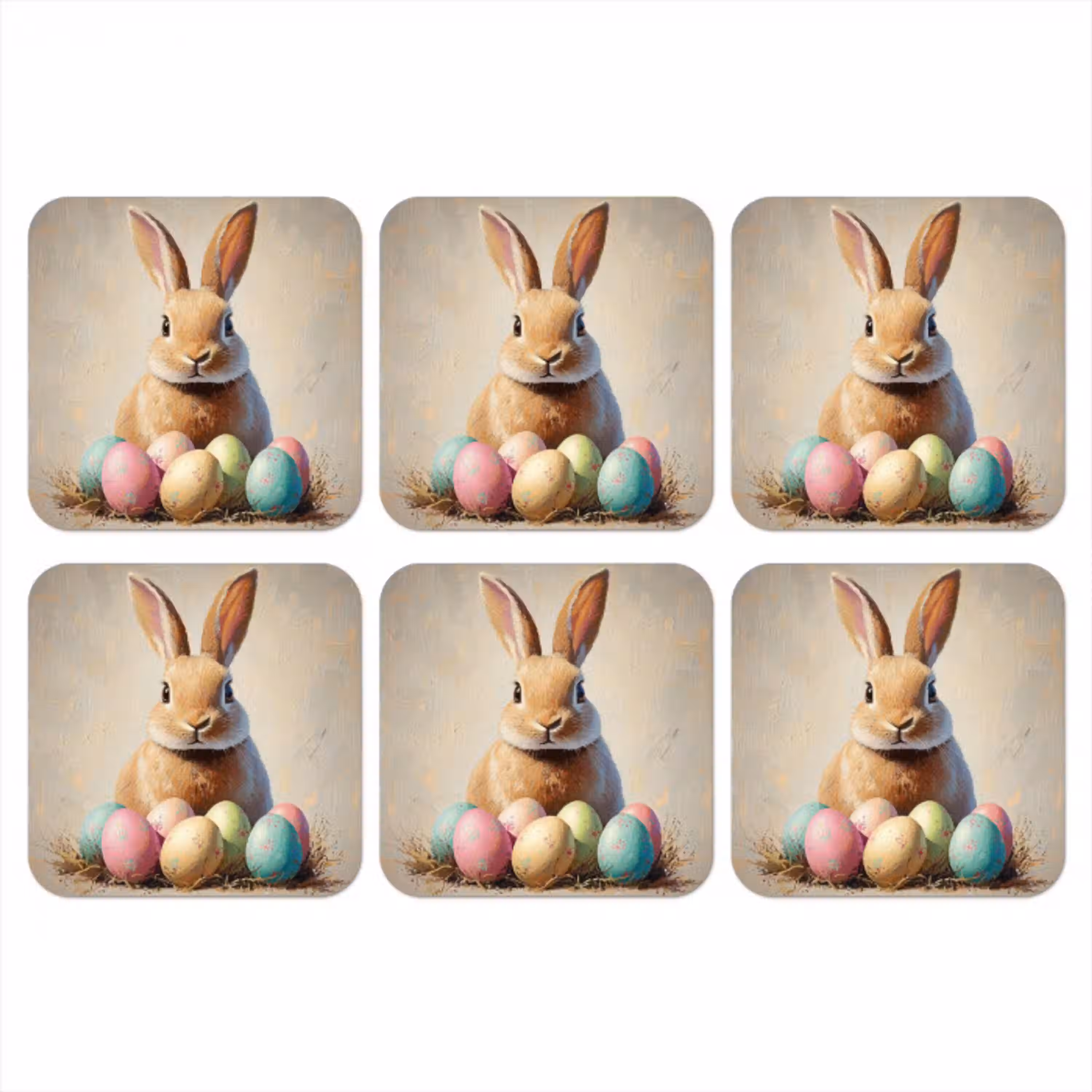 Paashaas - Pastel - Eieren onderzetter kurk middel -3d