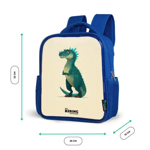 Dino - Dier - Blauw - Groen Kinderrugzak - Blauw middel -productfoto_formaten