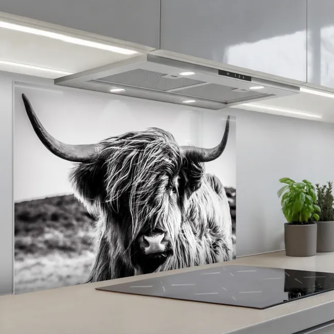 Fond de hotte - Vache - Highlander écossais - Noir - Blanc - Animal - Nature - Vie sauvage