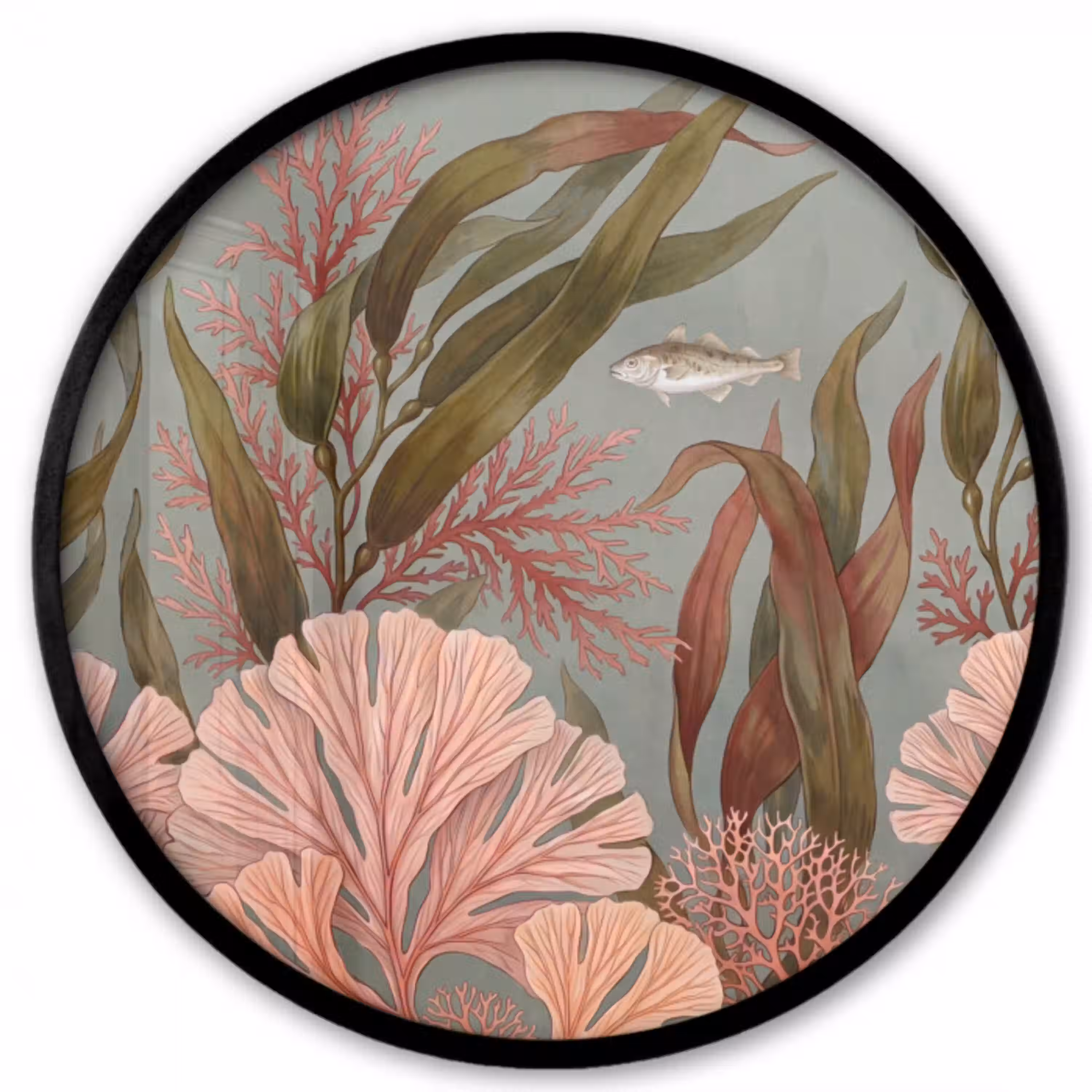 Onderwater - Planten - Vis - Vintage - Groen Fotolijst rond zonder passe partout klein -3d