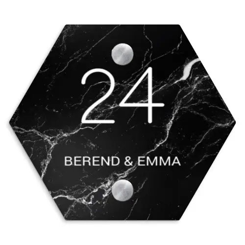 Marmer - Klassiek Naambord Hexagon klein -3d