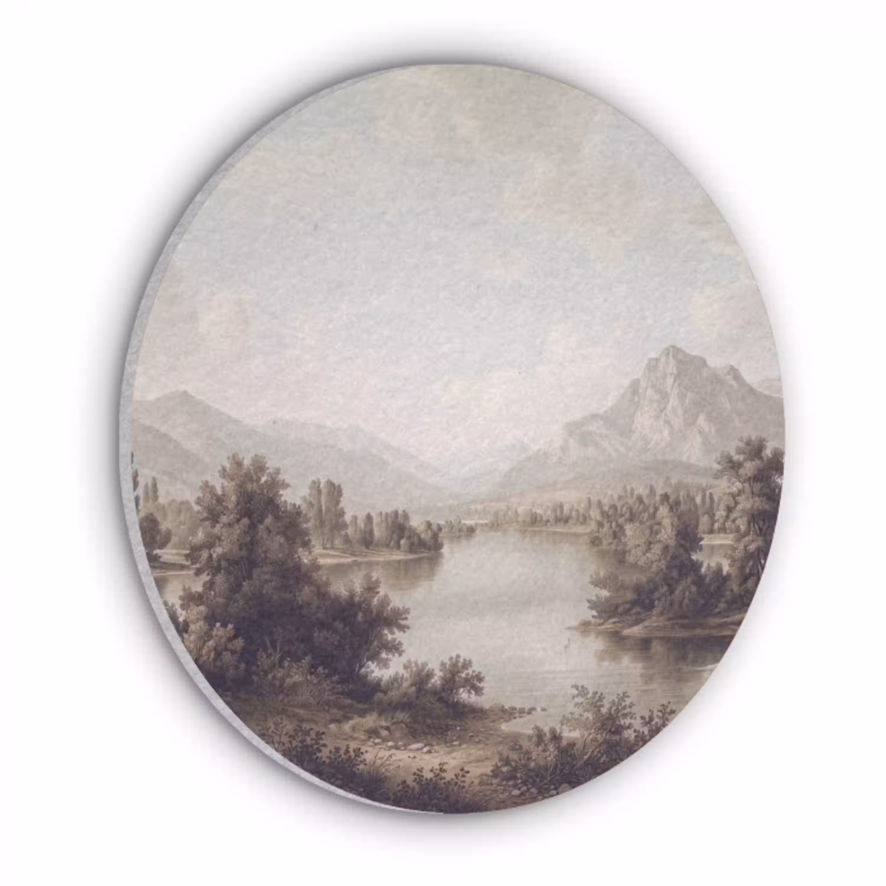 Klassiek - Landschap - Sereen Akoestische PET Vilt - Rond klein -3d