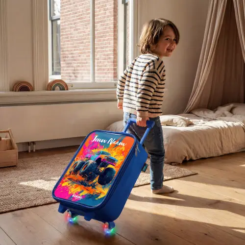 Monstertruck - Abstract - Verfspatten - Kleurrijk Kinderkoffer - Blauw klein -sfeer1