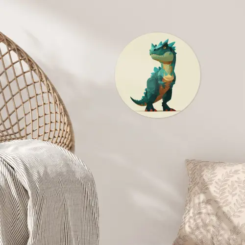 Stekels - Dino - Blauw - Gespierd Wandcirkel behangsticker klein -sfeer4