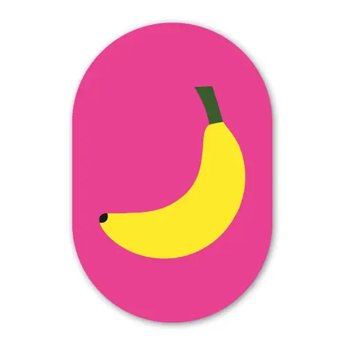 Banaan - Geel - Fruit Wandcirkel Ovaal Forex klein -3d