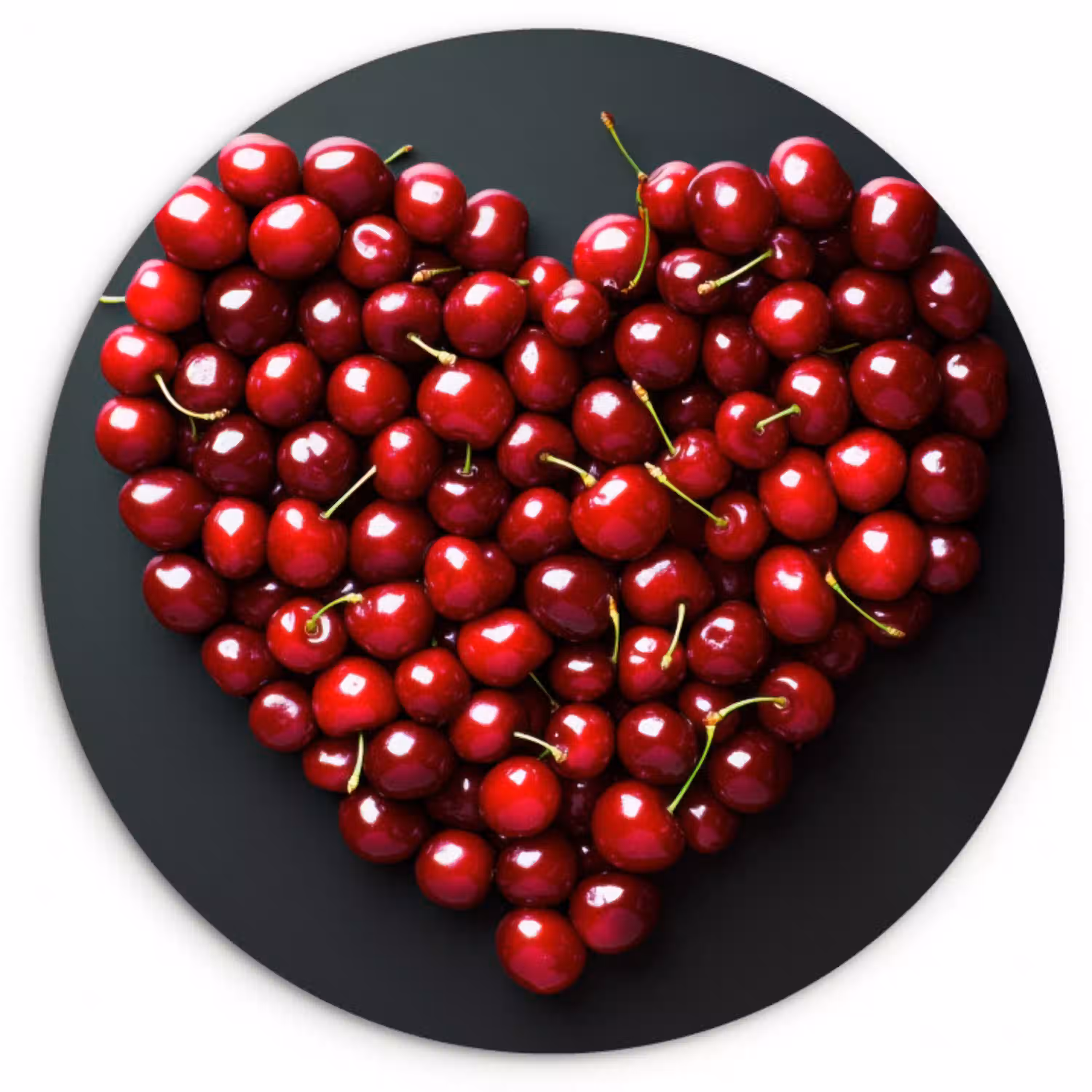 Kersen - Hart - Rood - Zwart Wandcirkel kunststof plaat 5mm dik klein -3d