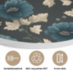 Botanisch - Bloemen - Blauw Akoestische PET Vilt - Rond klein 838 -closeup_DE