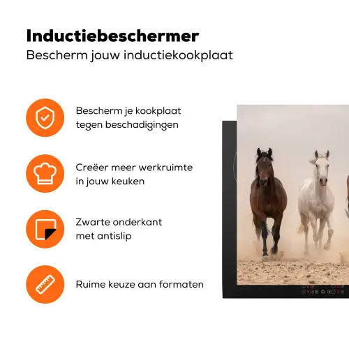 Kudde paarden - Stofwolk - Bruin - Zwart Inductie beschermer vinyl 3mm klein -zzzzzzz-td-ups