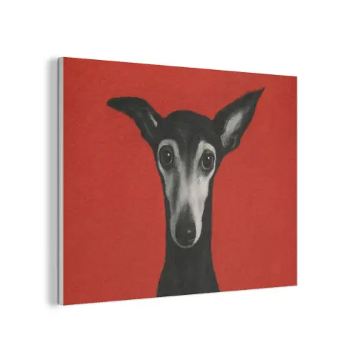 Windhond - Minimalistisch - Rood PET vilt klein -3d