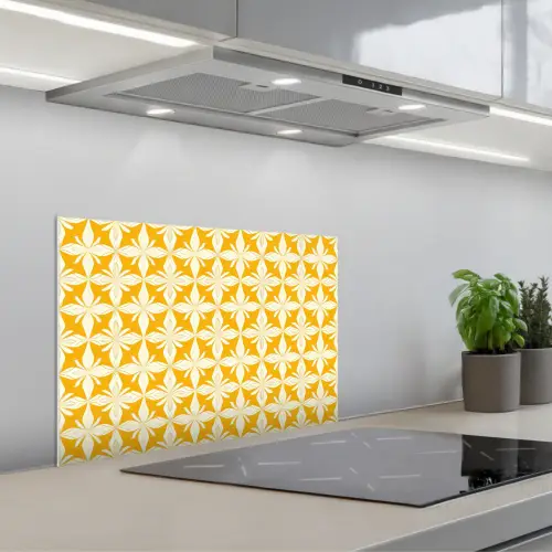 Patroon - Retro - Geel keuken achterwand spatscherm klein 900 -3d_schuin