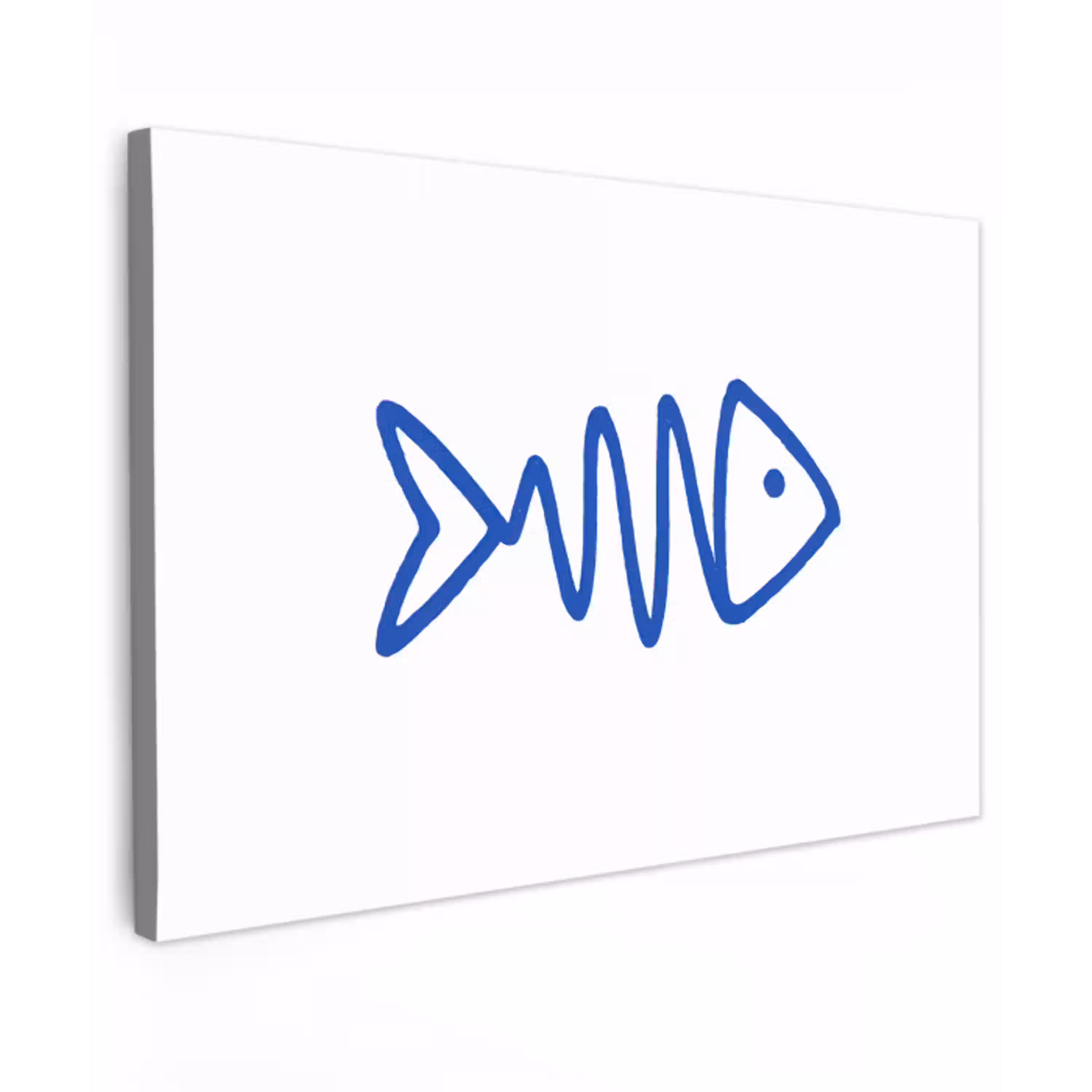 Vis - Minimalistisch - Blauw - Lijn canvas 2cm klein -z3d