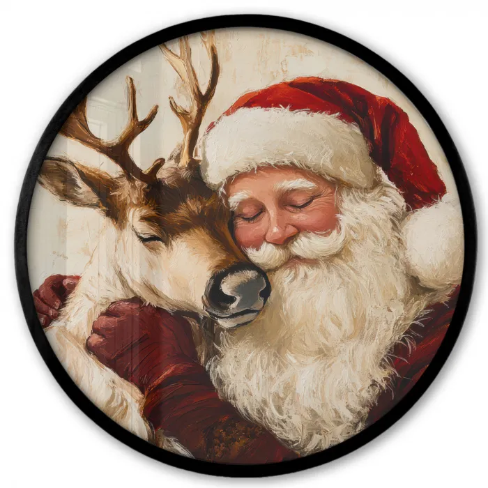 Kerstman - Rendier - Kerst - Christmas Fotolijst rond zonder passe partout klein -3d