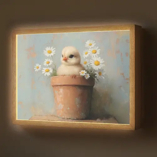 Bloempot - Kuiken - Bloemetjes Light Box met batterij (Wandlamp) middel -z3d_website