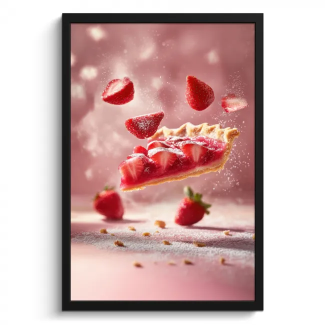 Bilder mit Rahmen - Erdbeere - Torte - Essen - Rosa