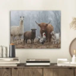 Boerderijdieren - Groep - Mist - Natuur - Rustiek PET vilt klein -sfeer1