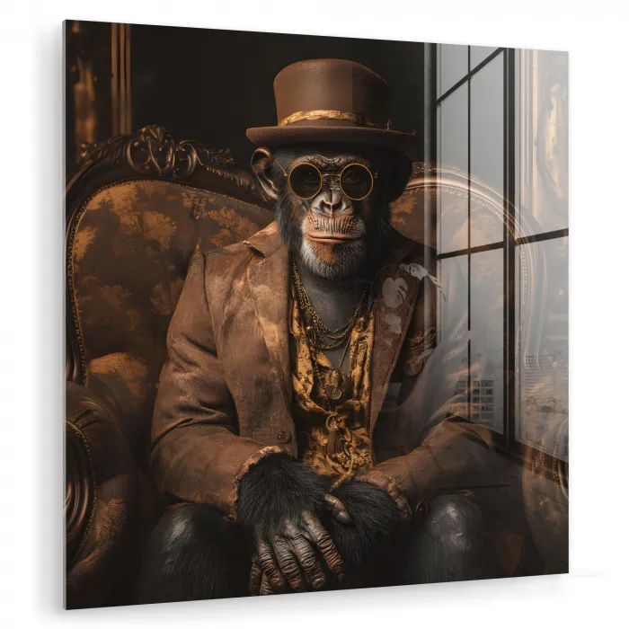 Chimpansee - Stoel - Pak - Bruin plexiglas 5mm klein -zzzproduct_nieuw