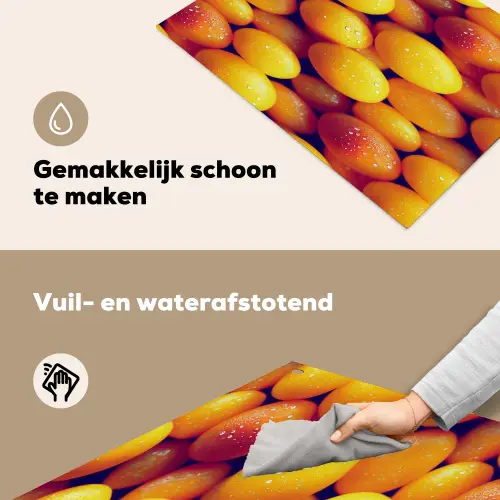 Vrucht - Waterdruppels - Oranje Inductie beschemer met haakjes klein 777 -ky-schoon-nl
