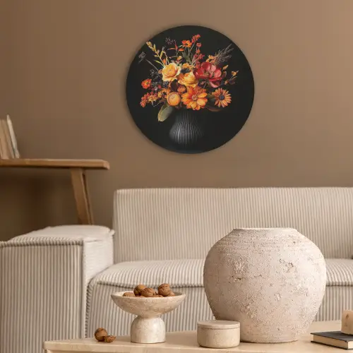 Herfst - Boeket - Oranje Akoestische PET Vilt - Rond klein -sfeer1