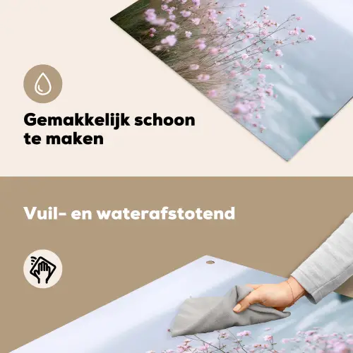 Klif - Bloemen - Zee - Roze Inductie beschemer met haakjes middel -ky-schoon-nl