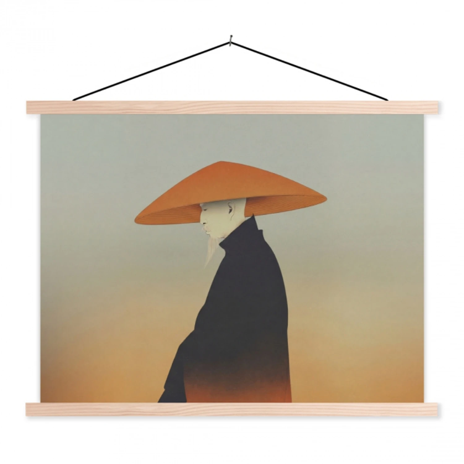 Minimalistisch - Silhouet - Oranje textielposter latten blank klein -3d