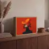 Oranje - Hoed - Vrouw Light Box met batterij (Wandlamp) middel -sfeer2