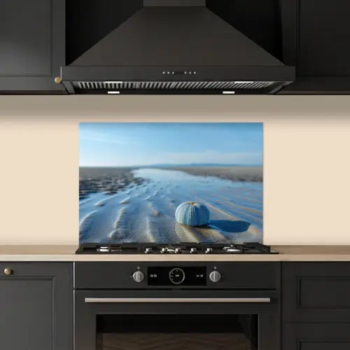 Strand - Schild - Water - Blauw keuken achterwand spatscherm klein -sfeer1