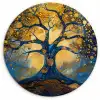 Boom - Levensboom - Blauw - Goud Wandcirkel kunststof plaat 5mm dik klein -3d