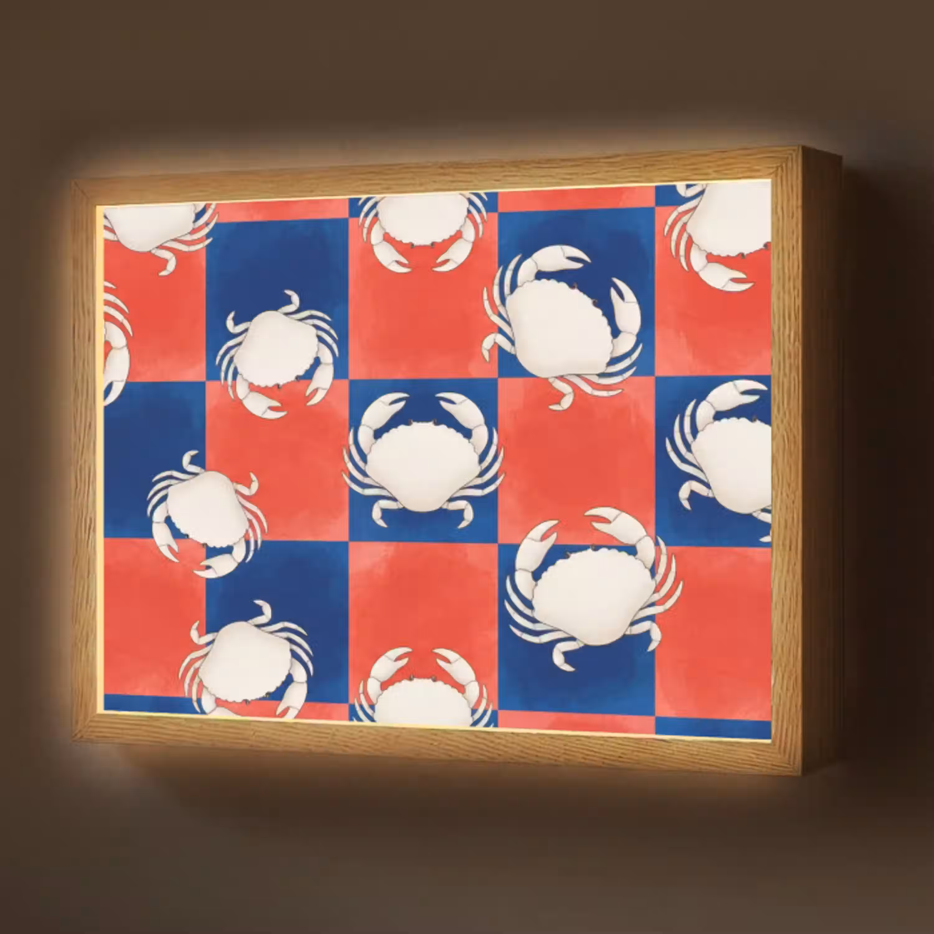 Patroon - Zeeleven - Rood - Blauw - Abstract Light Box met batterij (Wandlamp) middel -z3d_website