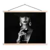 Vrouw - Cocktail - Chic textielposter latten blank klein -3d