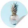 Blauw - Ananas - Disco - Discobal Wandcirkel behangsticker klein -3d