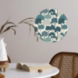 Modern - Bomen - Bos - Patroon - Blauw Wandcirkel behangsticker klein 186 -sfeer3