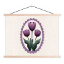 Tulpen - Paars - Lijst - Bladeren textielposter latten blank klein -3d