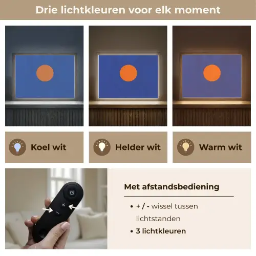 Vorm - Rond - Minimalistisch - Blauw Light Box met batterij (Wandlamp) middel -USP_lichtkleurNL