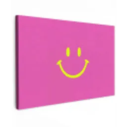 Smiley - Vrolijk - Roze Tuinposter op houten frame 2 cm dik klein -3d