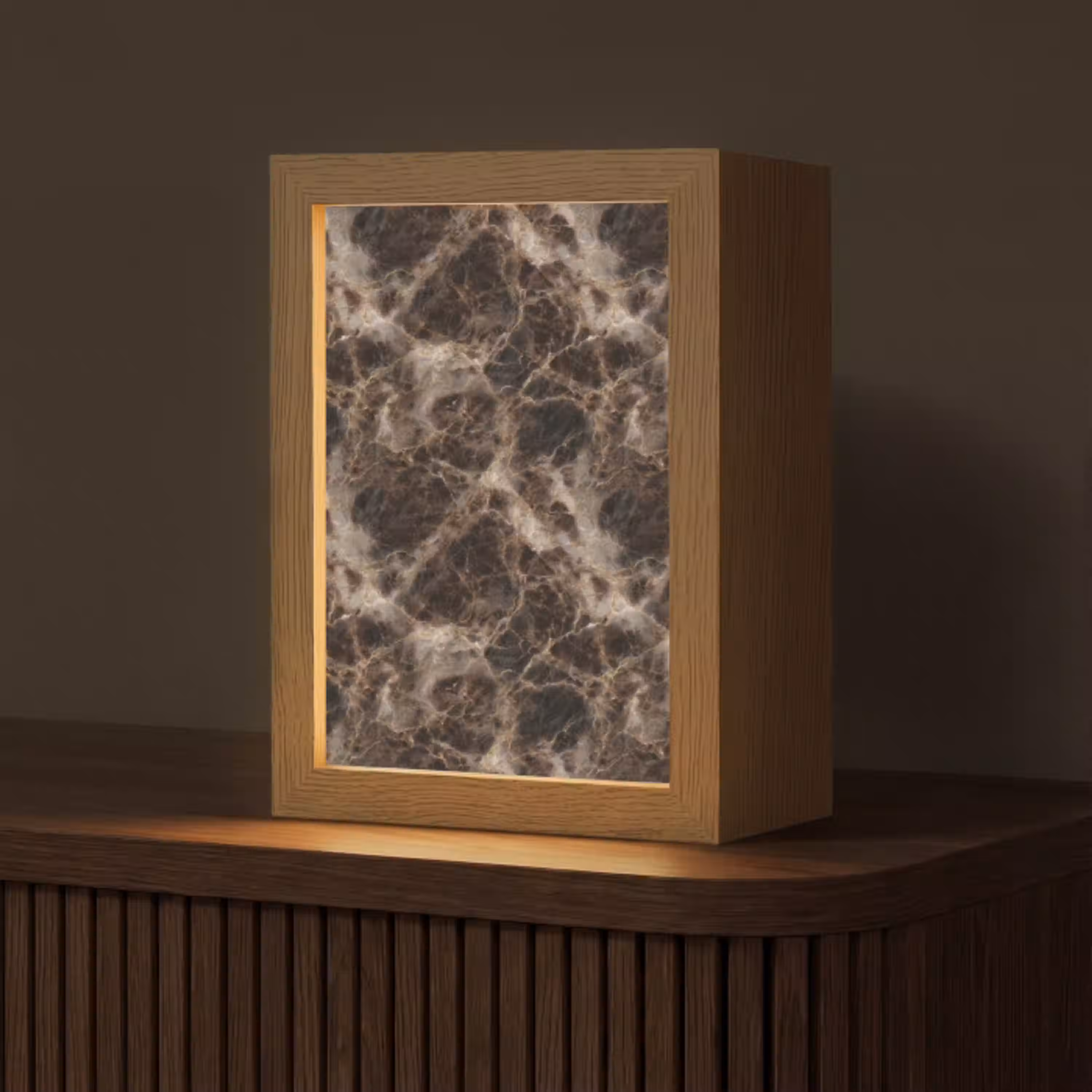 Bruin - Goud - Marmer Light Box met kabel (Tafellamp) klein 925 -z3d_website