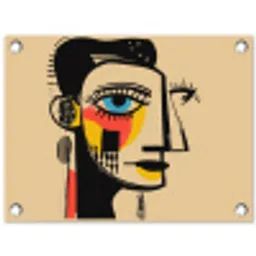 Geometrisch - Felle kleuren - Kubistische stijl tuinposter los doek klein -3d