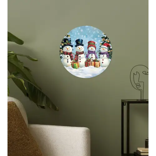 Vrolijk -  Sneeuw - Kleurrijk Wandcirkel behangsticker klein -sfeer2