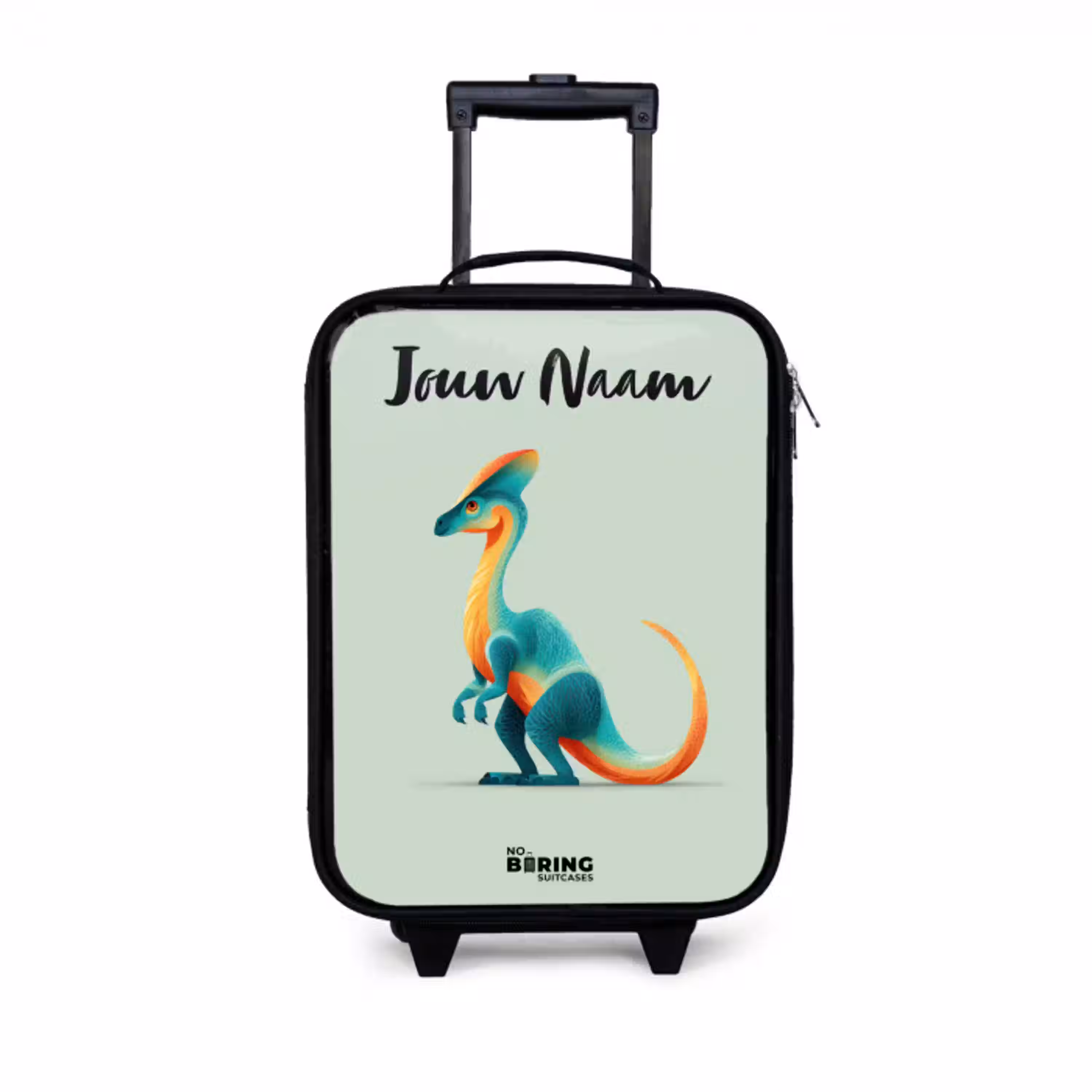 Dino - Blauw - Dier Kinderkoffer - Zwart klein -3d