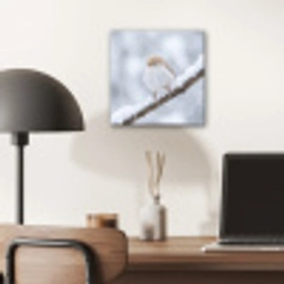Vogeltje - Sneeuw - Tak - Winter - Zacht aluminium wit klein -sfeer5