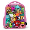 Knallende gekleurde monsters Kinderrugzak - Roze middel -3d