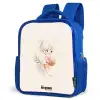 Meisje met een basketbal in neutrale kleuren. Kinderrugzak - Blauw middel -schuin