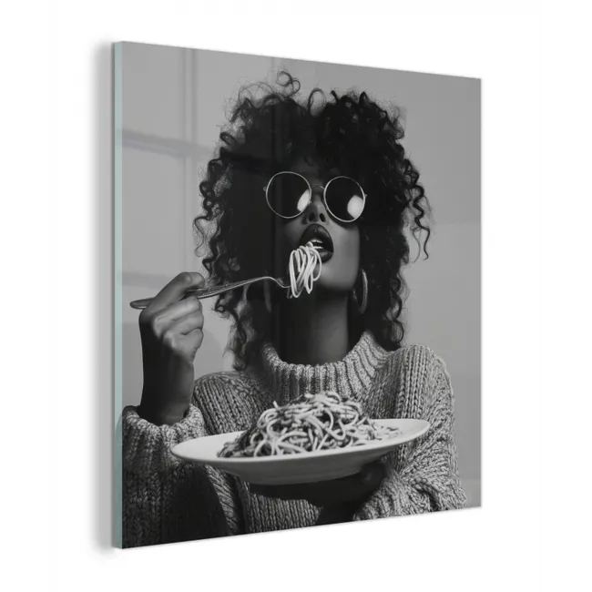 Vrouw - Pasta - Zwart - Wit plexiglas 5mm klein -z3d